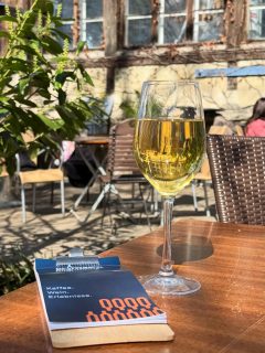 Heute sind wir von Meyersdorf mit unserer Freundin Hanka an den Stadthafen gelaufen um mal die neue Weinbar Blüthner zu besuchen.  Für die 5 Kilometer haben wir gemütlich eine Stunde und 20
Minuten gebraucht und uns wenigstens ein Glas Chardonnay ausgebaut in der Amphore vom Weingut Sander aus Rheinhessen verdient.